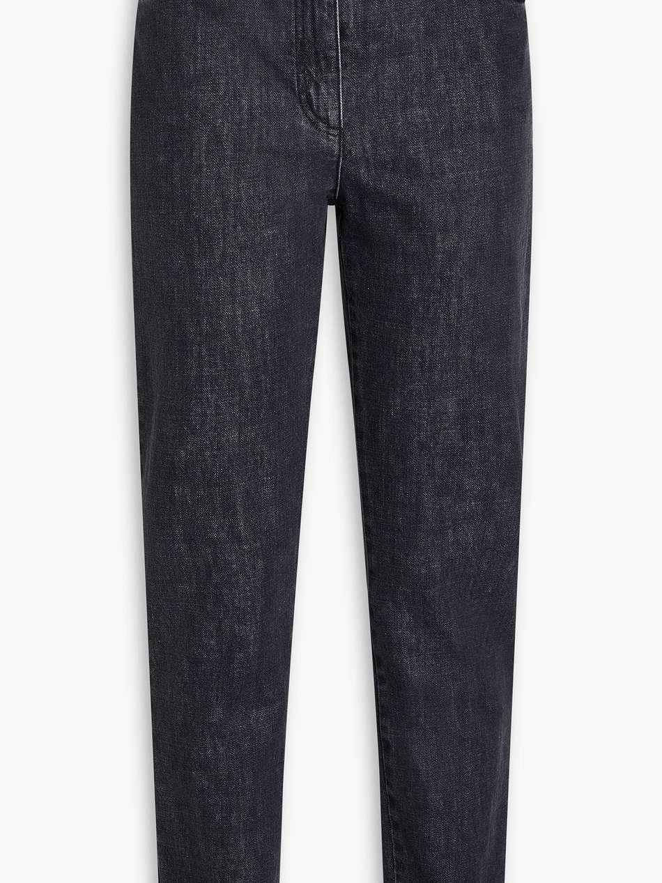 button-embellished high-rise slim-leg jeans
