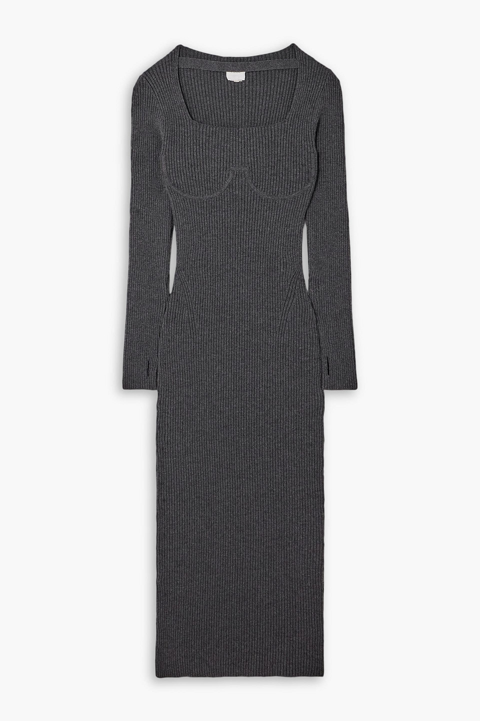 Patou Ribbed Wool-blend Maxi Dress In Anthracite
