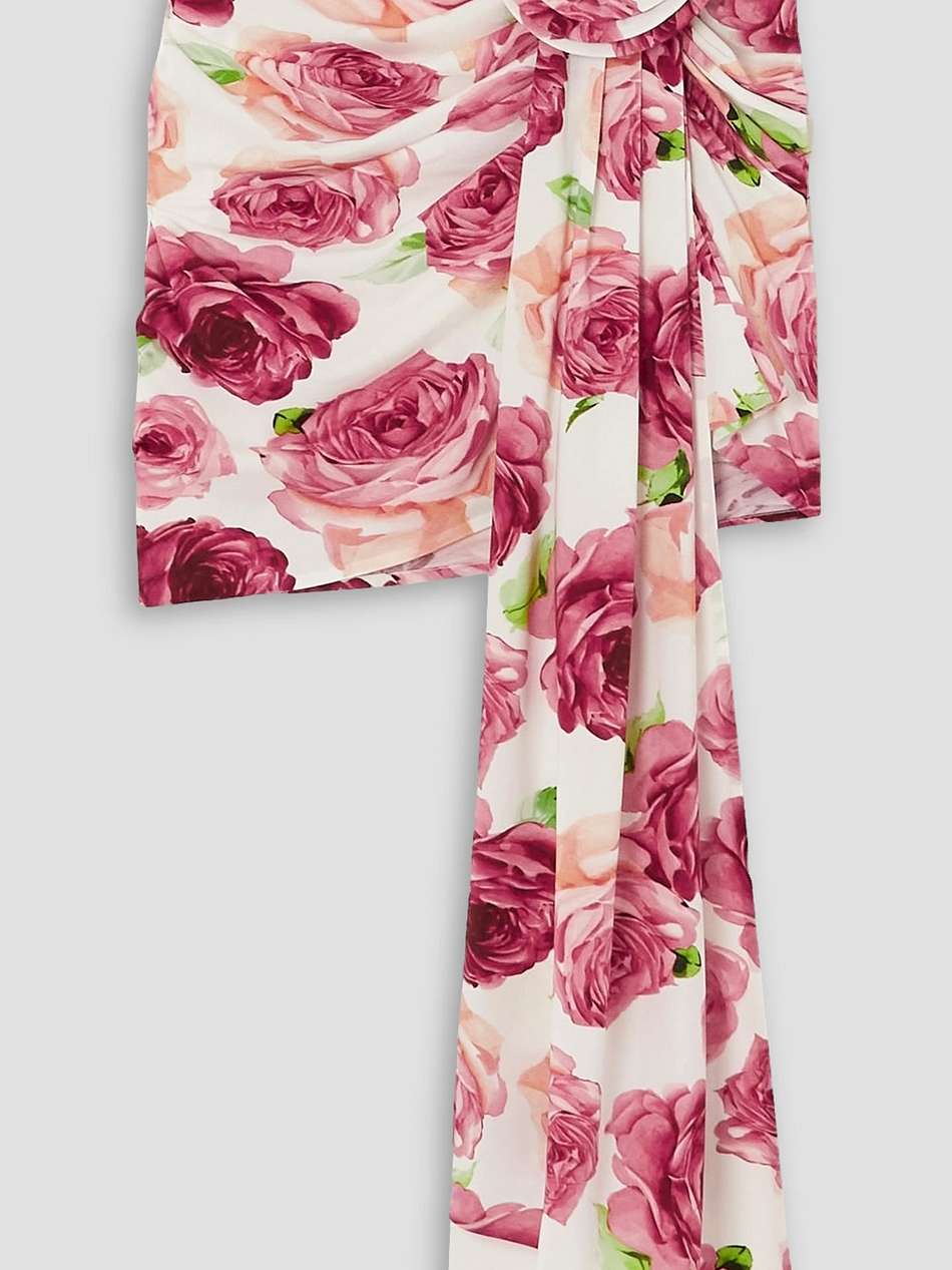 appliquéd asymmetric floral-print stretch-jersey mini skirt