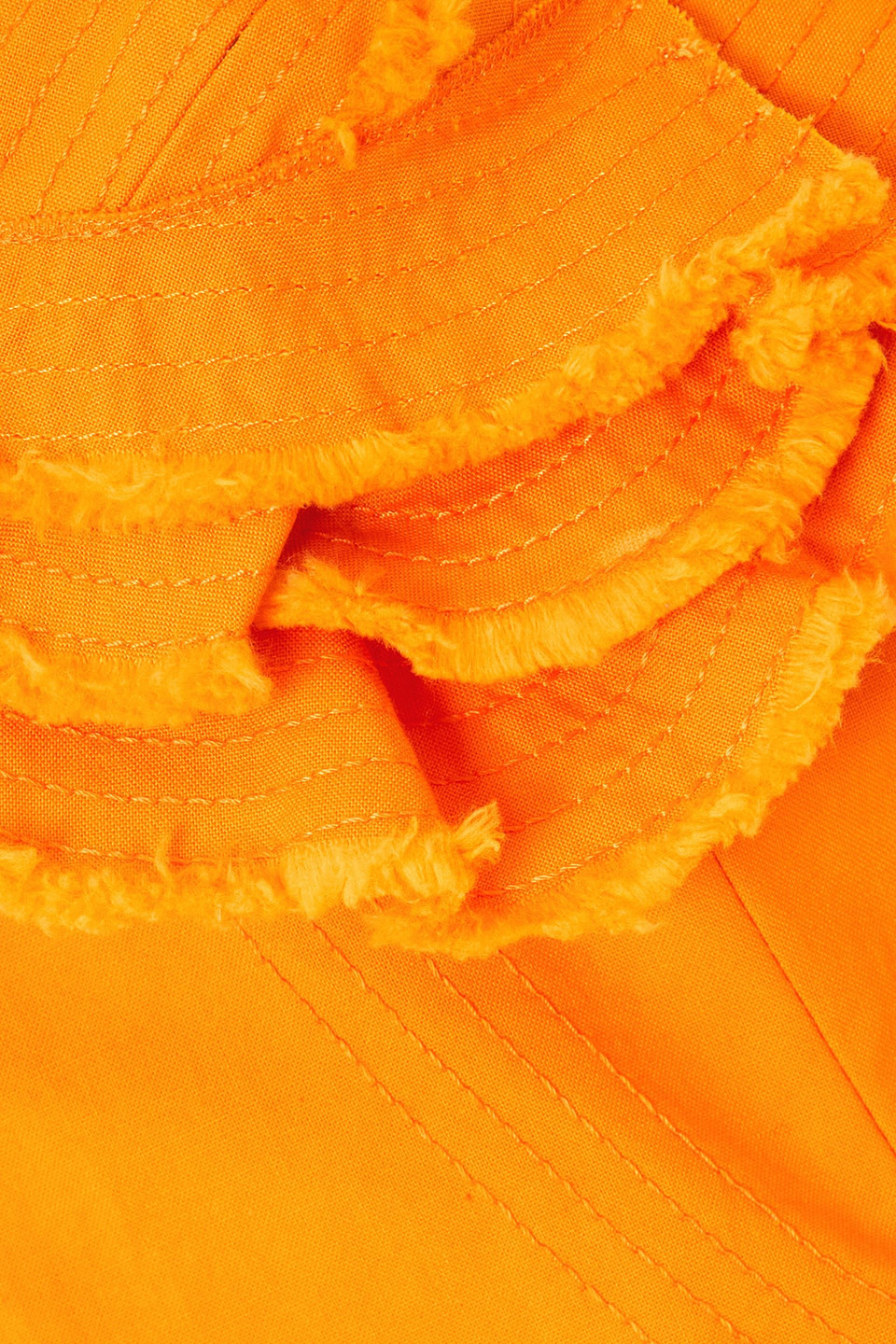 Jacquemus Artichaut Ruffled Frayed Cotton-canvas Mini Dress In Orange