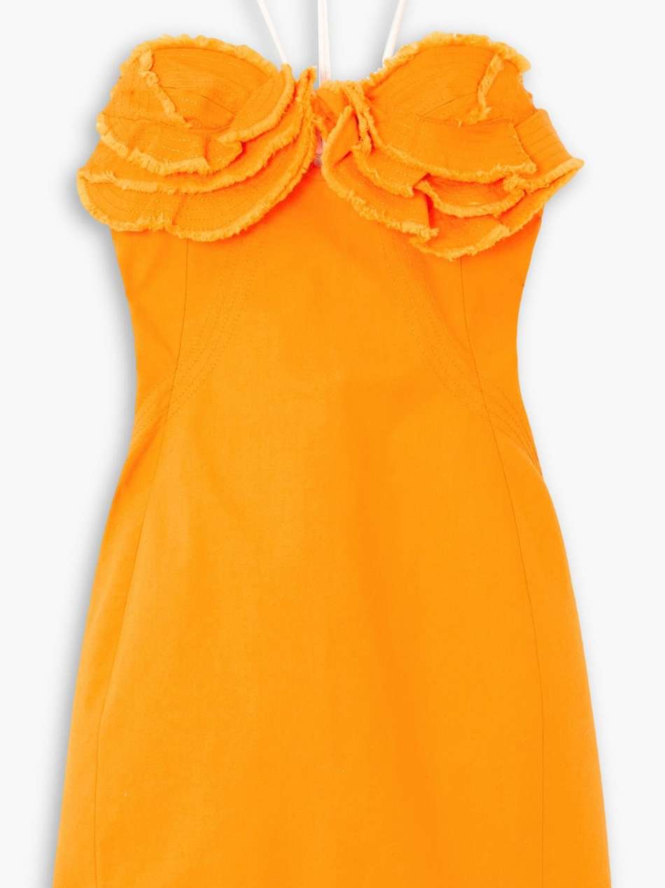 artichaut ruffled frayed cotton-canvas mini dress