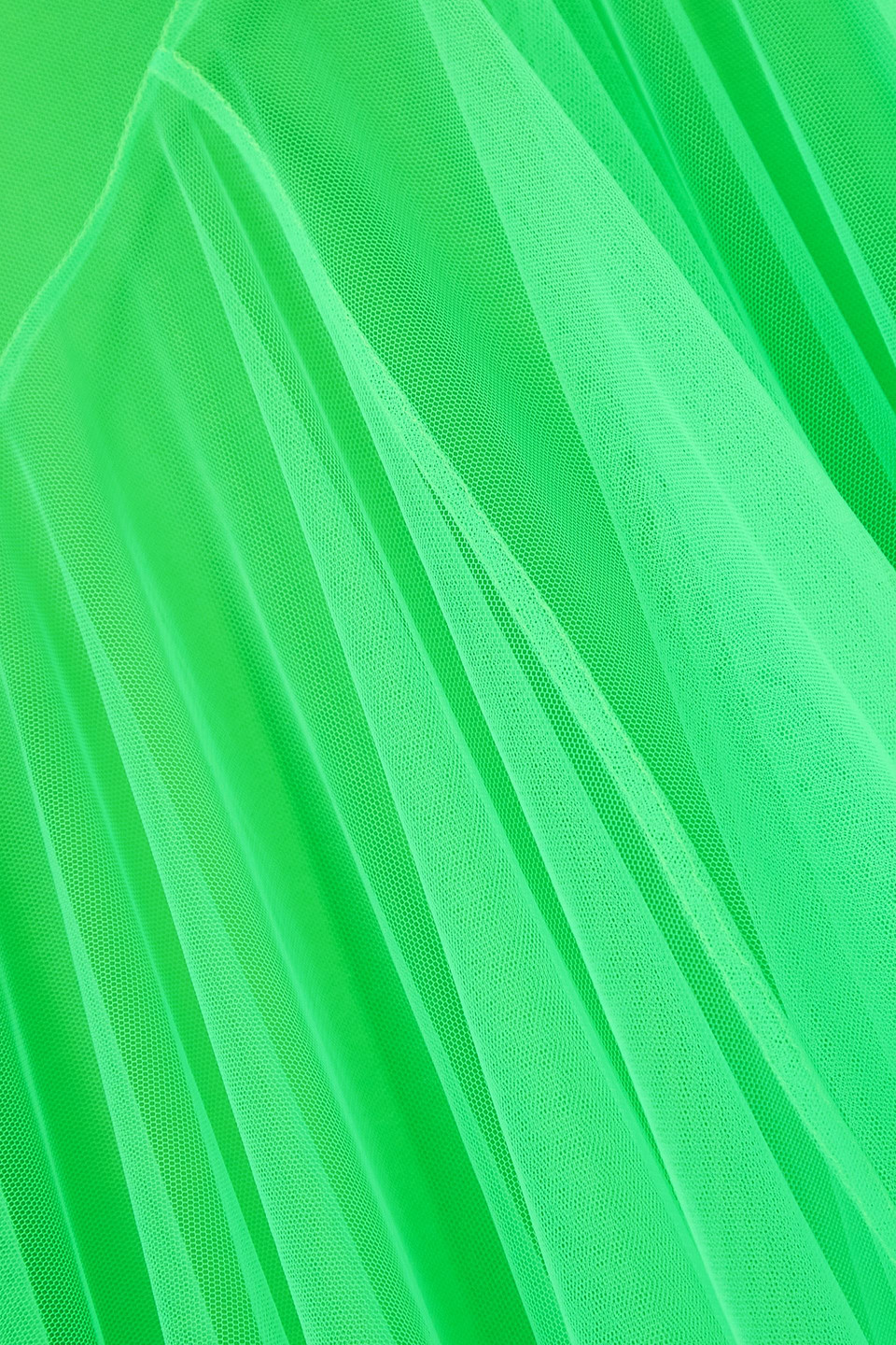 MOLLY GODDARD DEXA OFF-THE-SHOULDER RUFFLED NEON TULLE GOWN