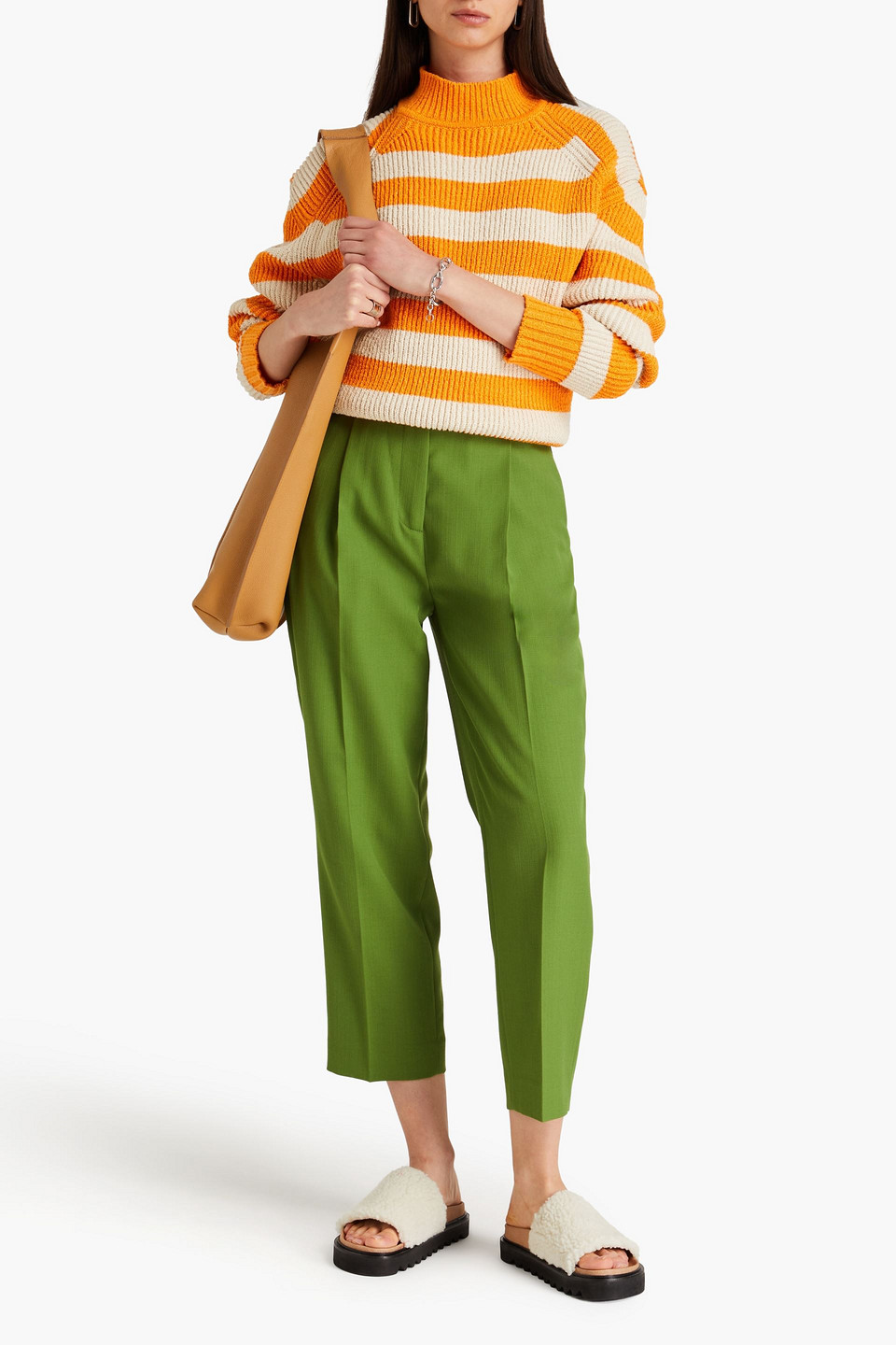 Acne Studios Karottenhose Aus Grain De Poudre Mit Falten In Blattgrün