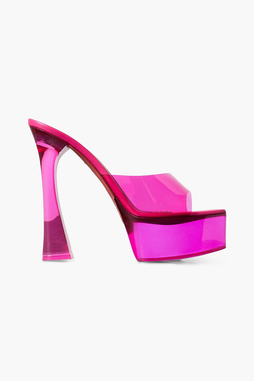 Amina Muaddi Dalida Glass Pvc Platform Mules In Pink