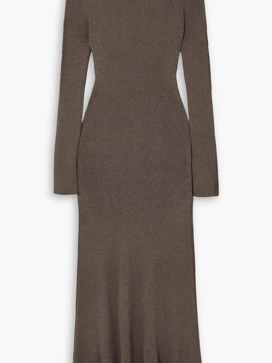open-back ribbed mulberry silk-blend maxi dress