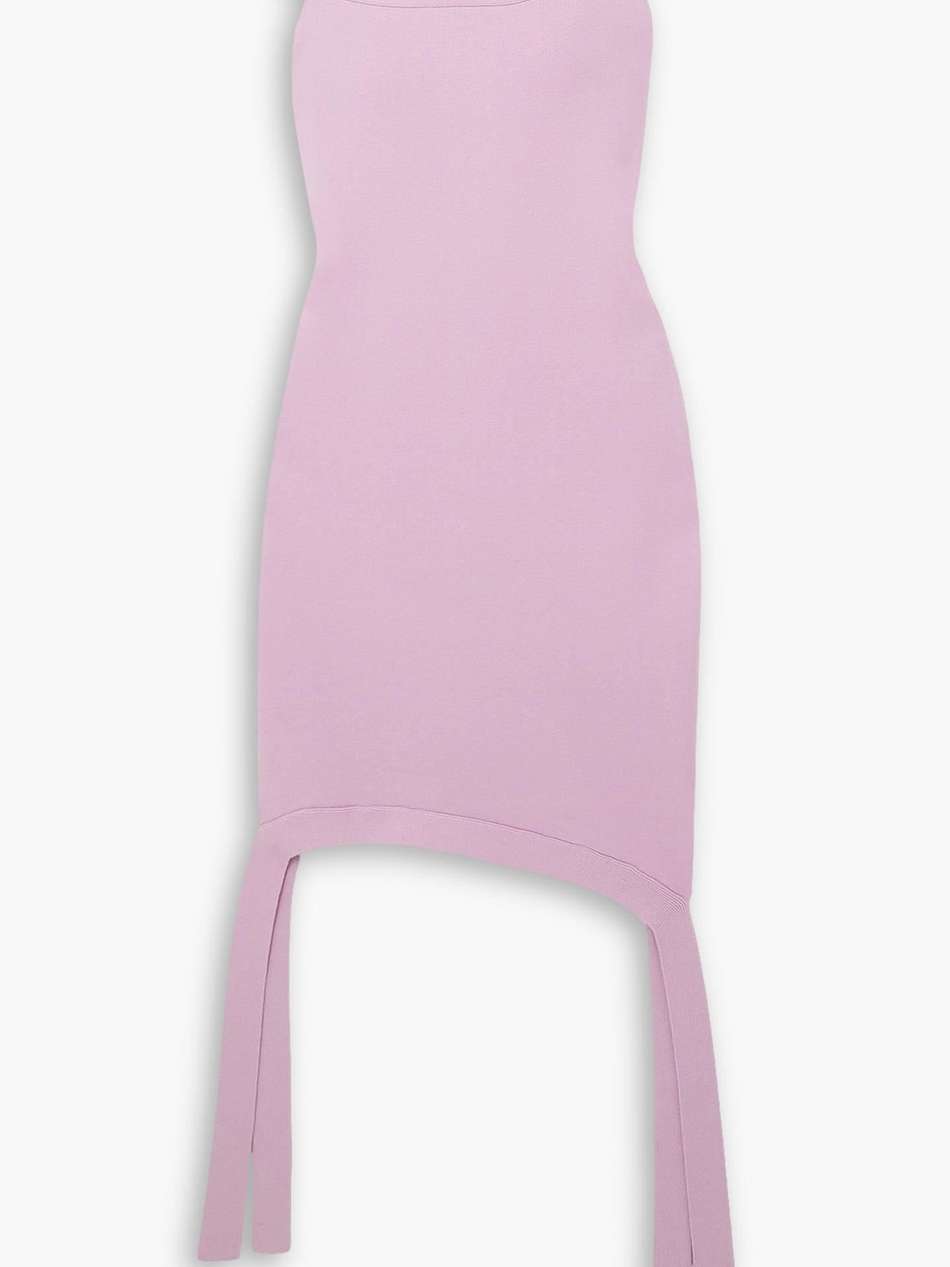 one-shoulder jersey mini dress
