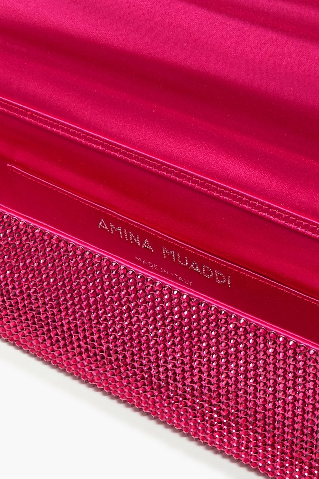 AMINA MUADDI Amini Paloma crystal-embellished satin clutch