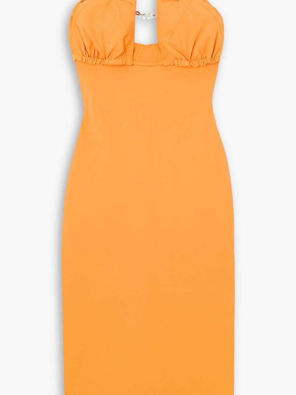 bikini cutout stretch-twill midi dress