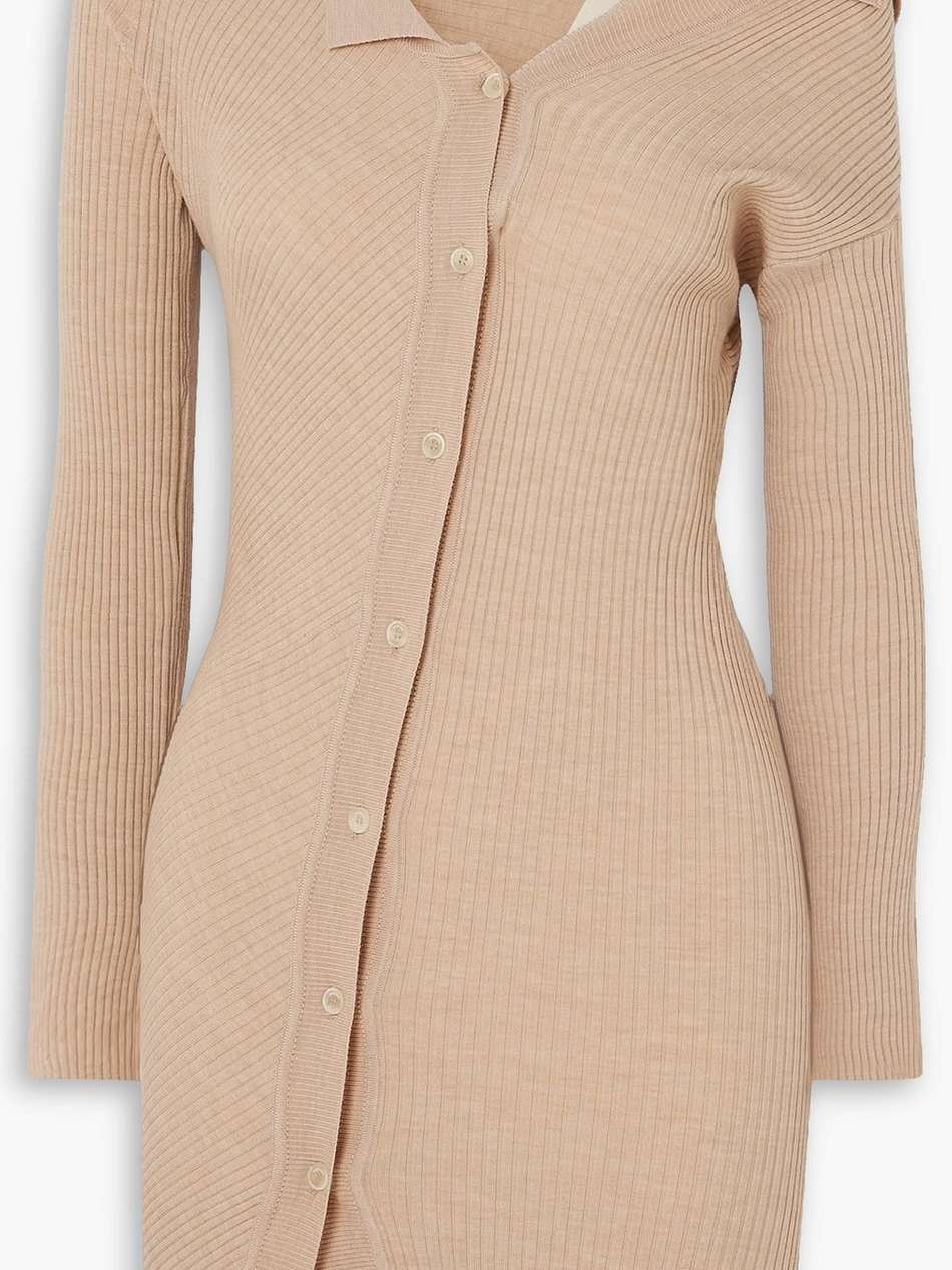 colin asymmetric ribbed wool-blend mini dress