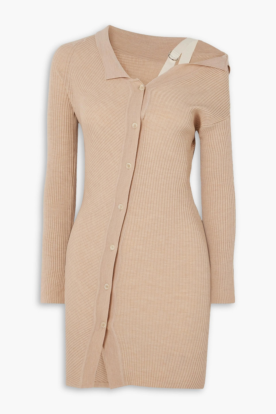 Jacquemus Beige Le Chouchou 'la Robe Maille Colin' Minidress In Beige