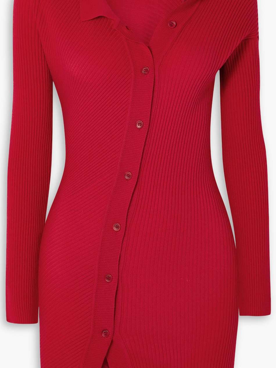 colin asymmetric ribbed wool-blend mini dress