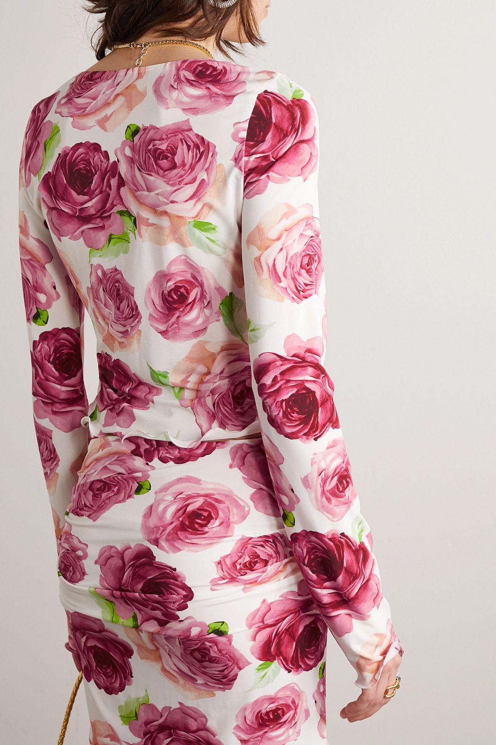 MAGDA BUTRYM Ruffled floral-print stretch-jersey top