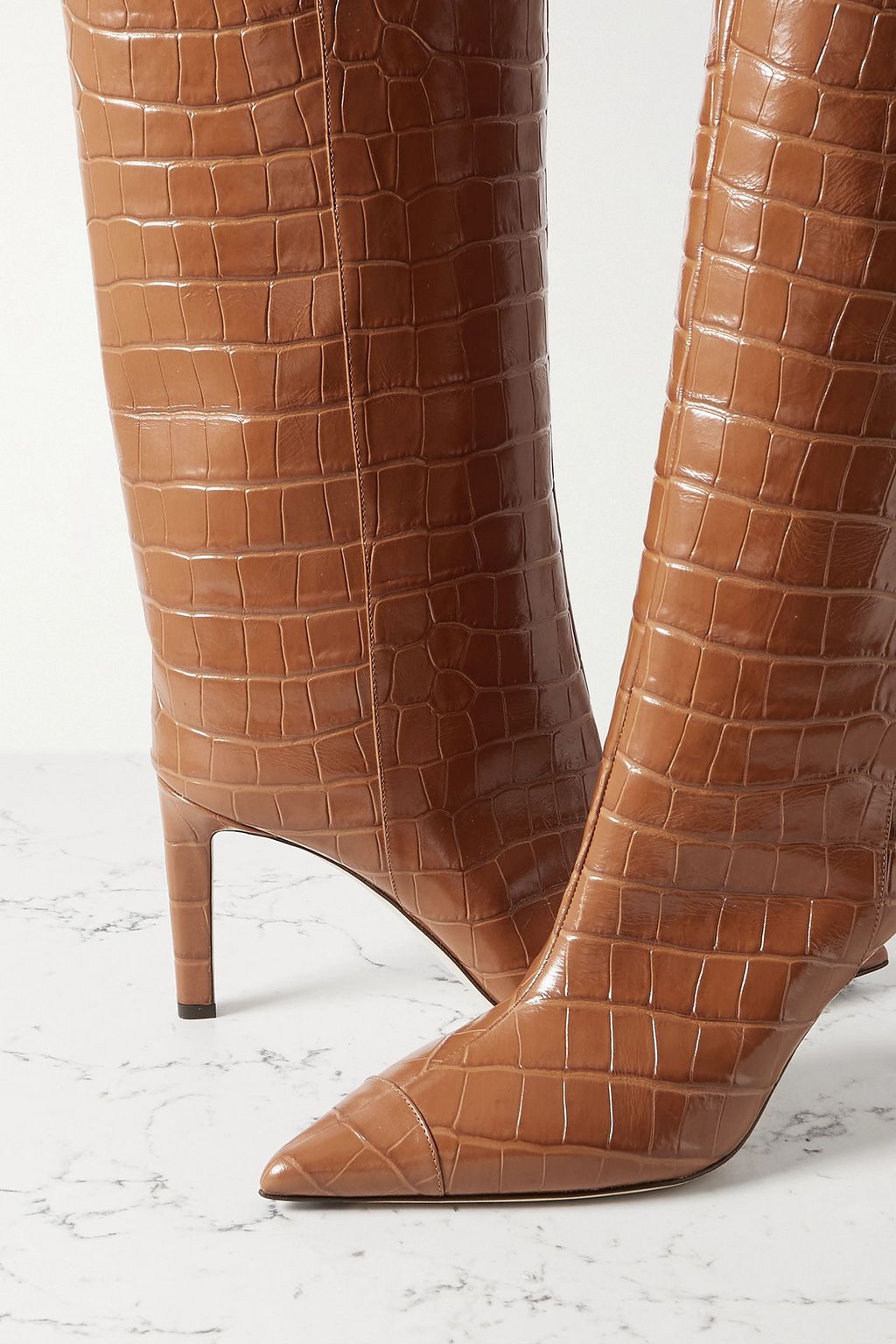 JIMMY CHOO Alizze 85 croc-effect glossed-leather knee boots