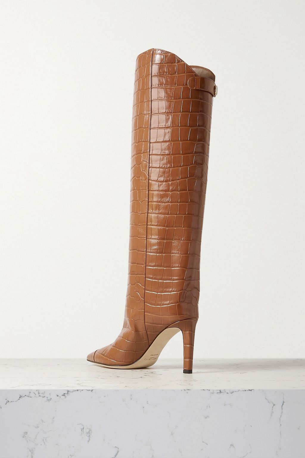 JIMMY CHOO Alizze 85 croc-effect glossed-leather knee boots