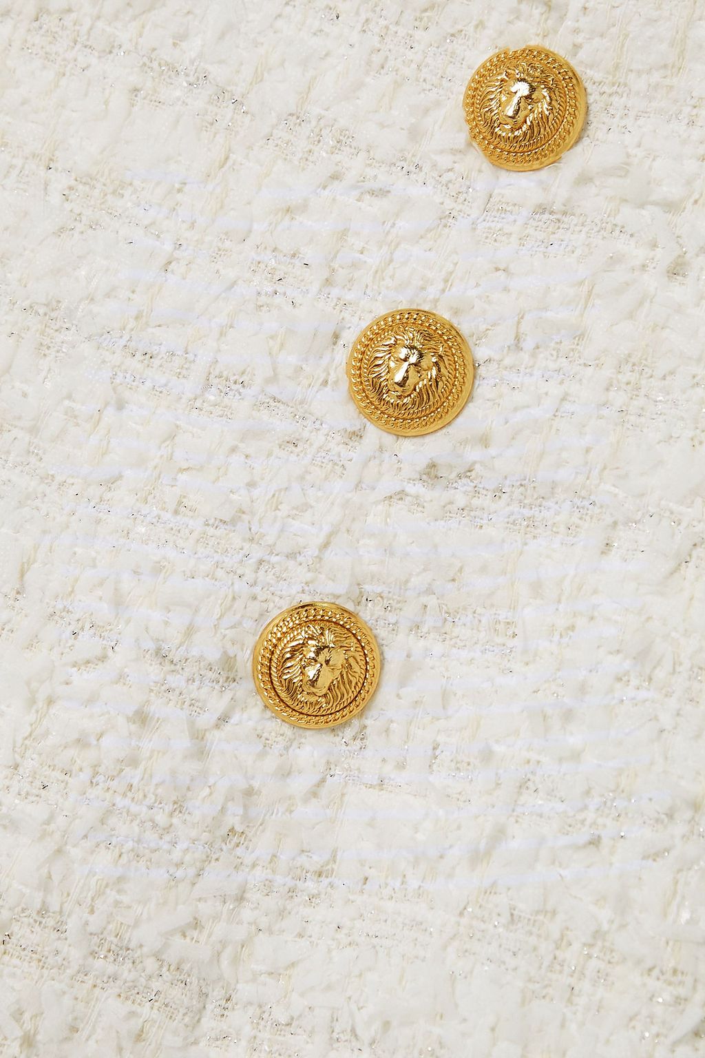 BALMAIN Button-embellished metallic cotton-blend tweed mini skirt