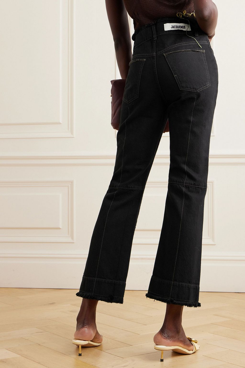 JACQUEMUS Le de Nîmes Linon cropped frayed high-rise bootcut jeans