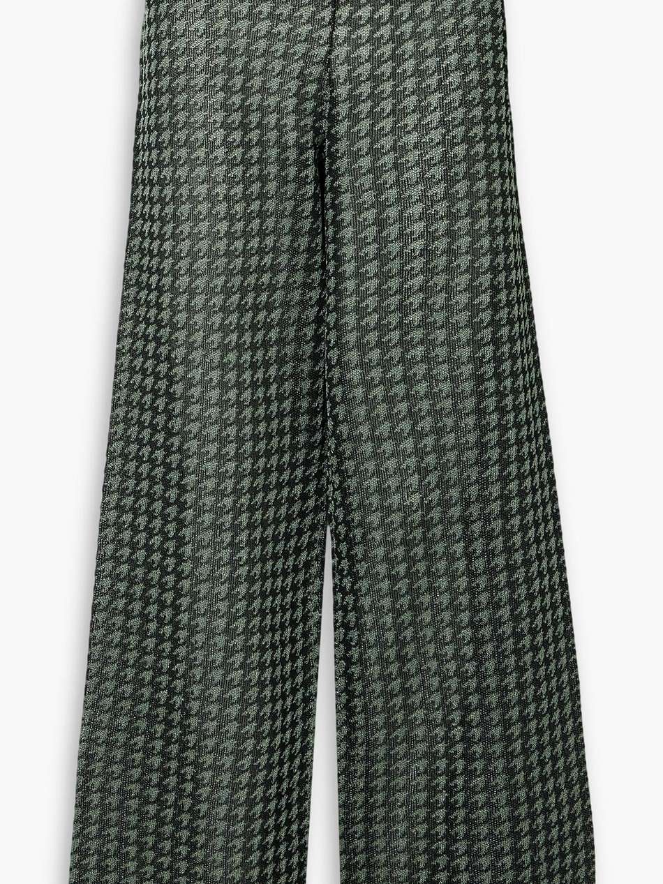 metallic houndstooth jacquard-knit wide-leg pants
