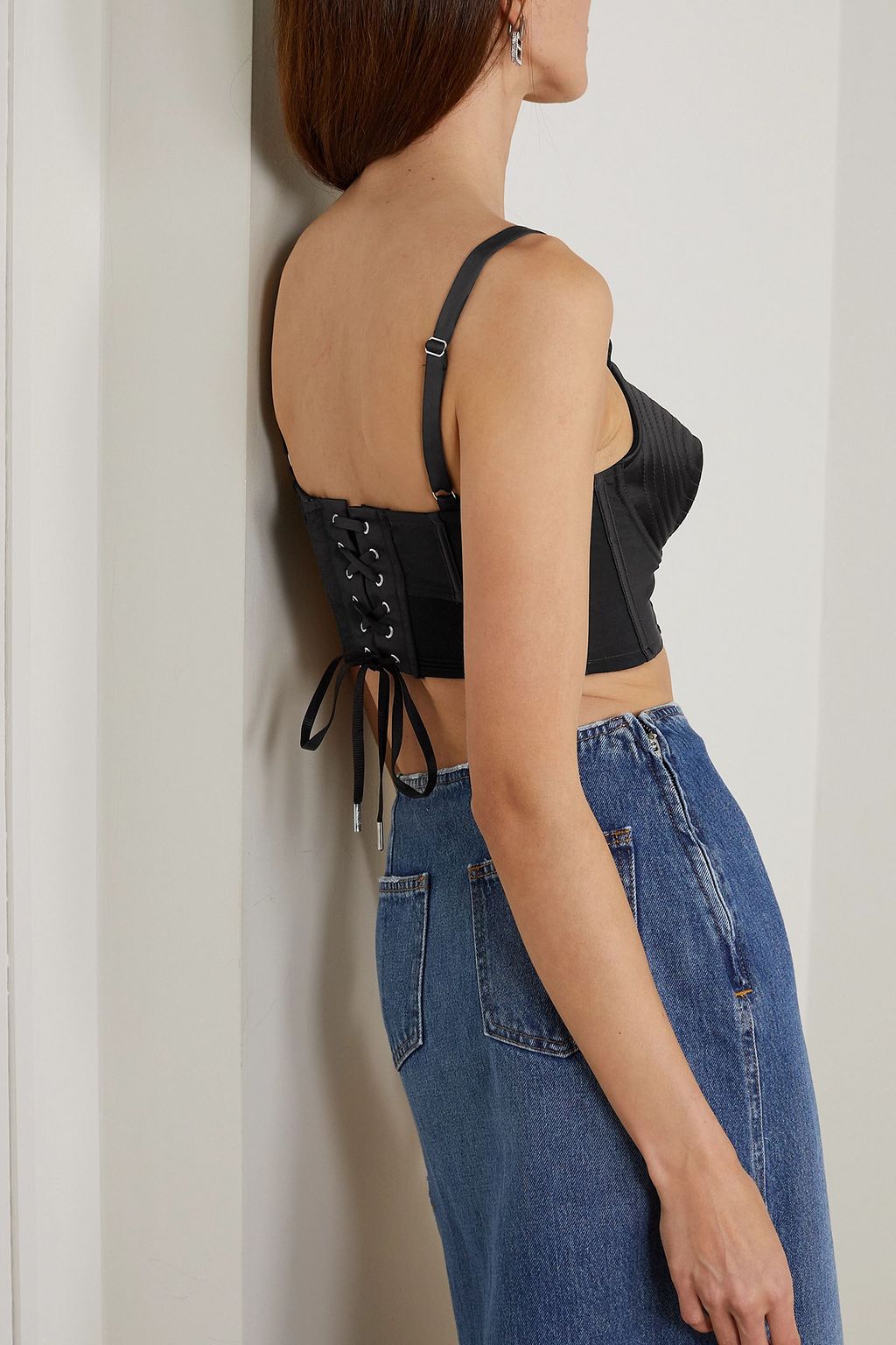 JEAN PAUL GAULTIER Iconic cropped duchesse-satin bustier top