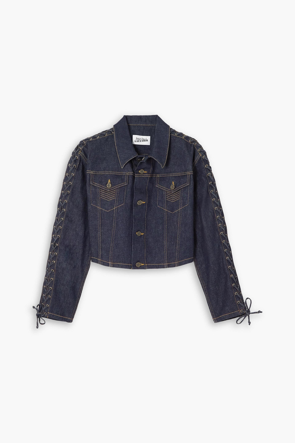 JEAN PAUL GAULTIER OVERSIZED LACE-UP TOPSTITCHED DENIM JACKET
