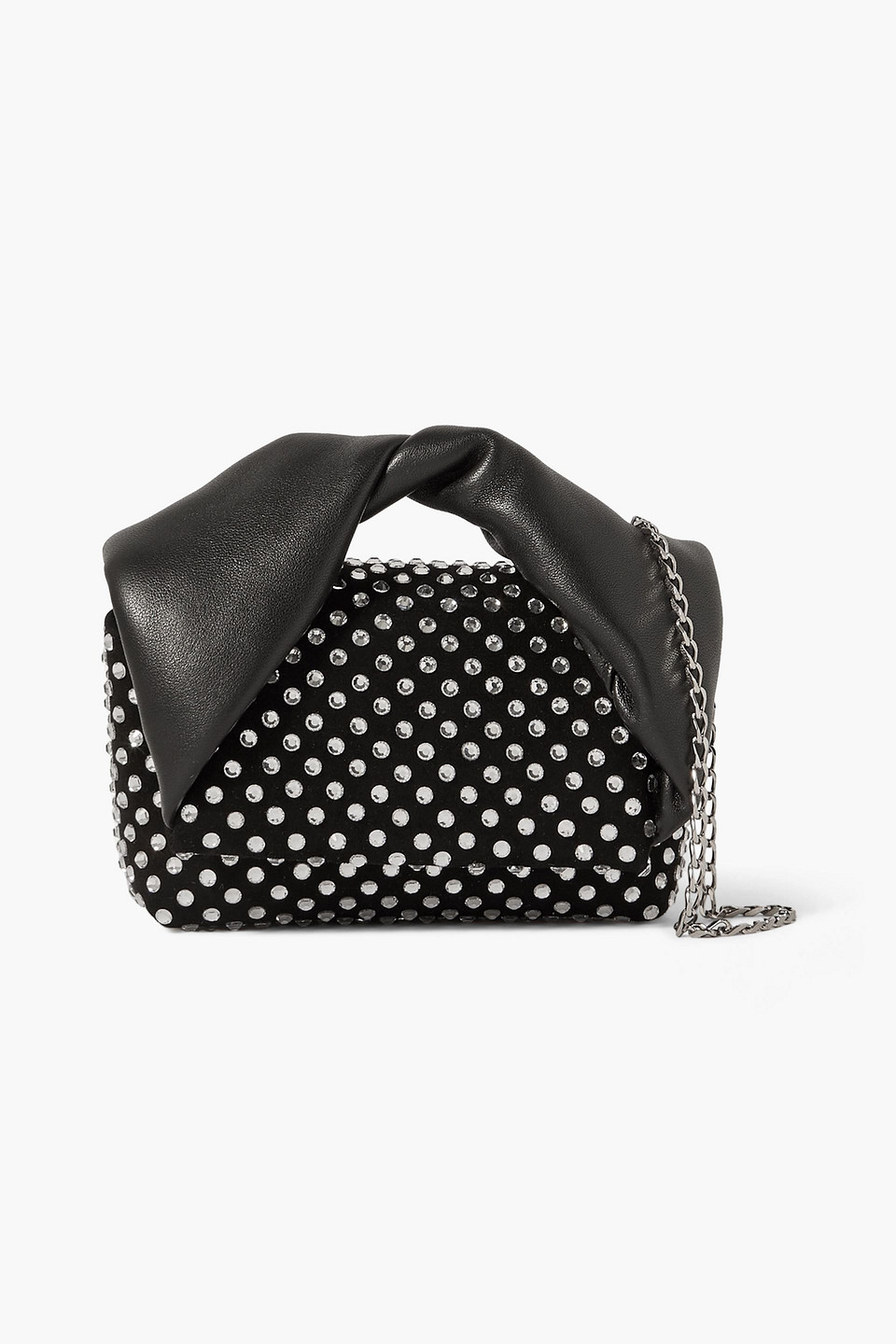 Twister crystal-embellished suede and leather shoulder bag