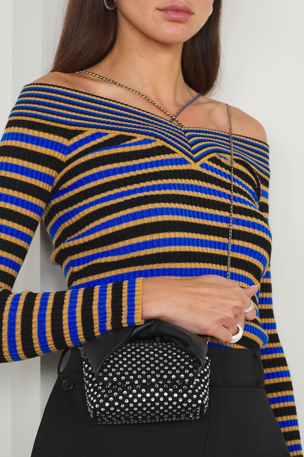 JW ANDERSON Twister crystal-embellished suede and leather shoulder bag