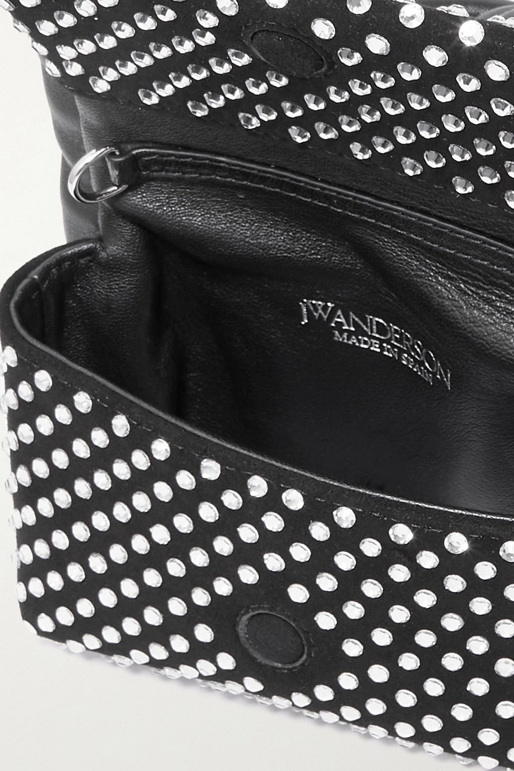 JW ANDERSON Twister crystal-embellished suede and leather shoulder bag