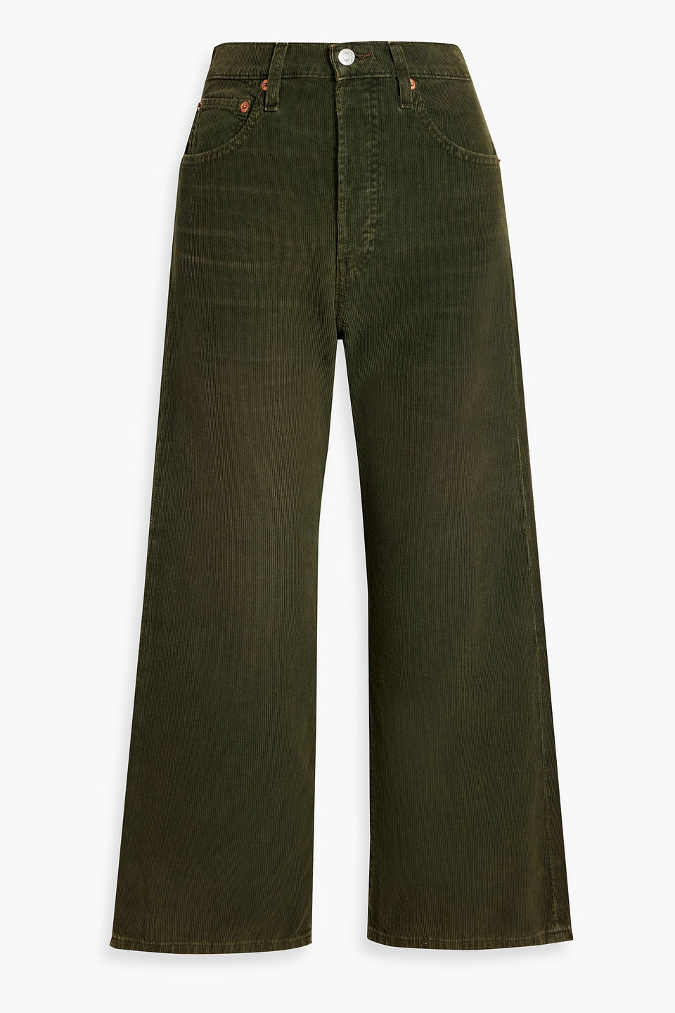 Levi's Cropped Cotton-corduroy Wide-leg Pants In Dark Green