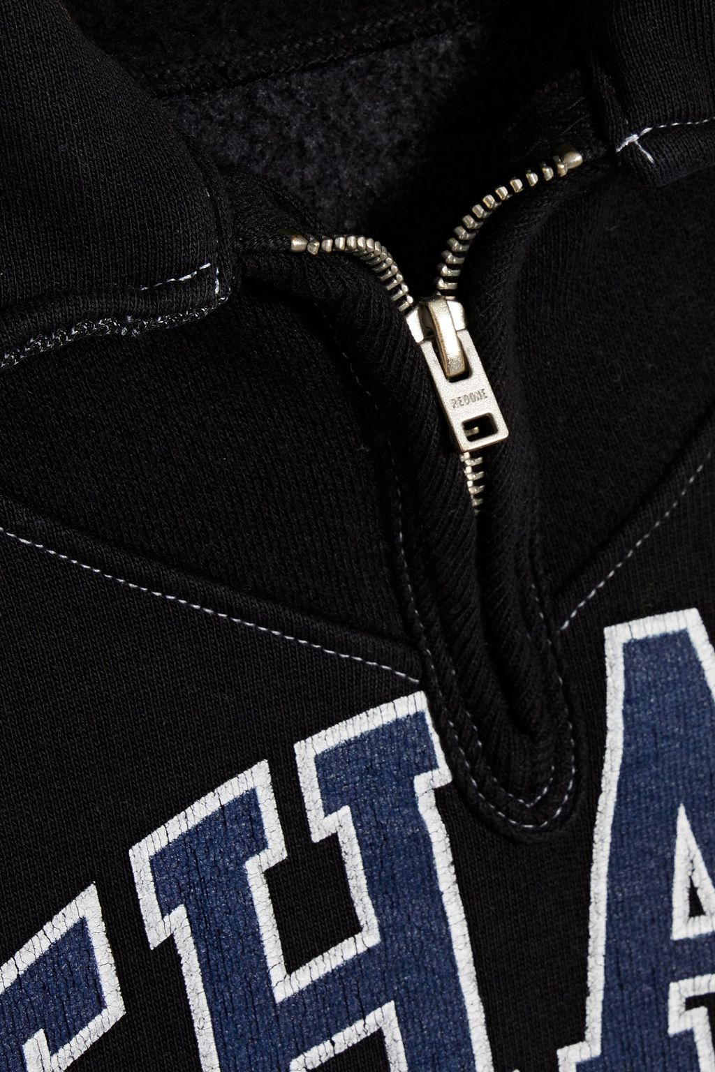 RE/DONE 90s cropped printed cotton-blend fleece half-zip sweatshirt