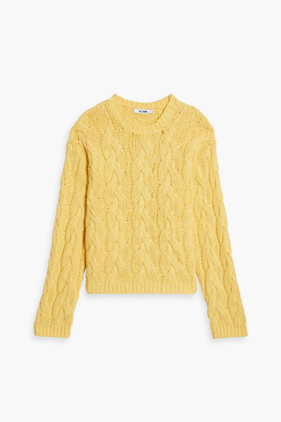 Re/done Cable-knit Cotton-blend Sweater In Yellow