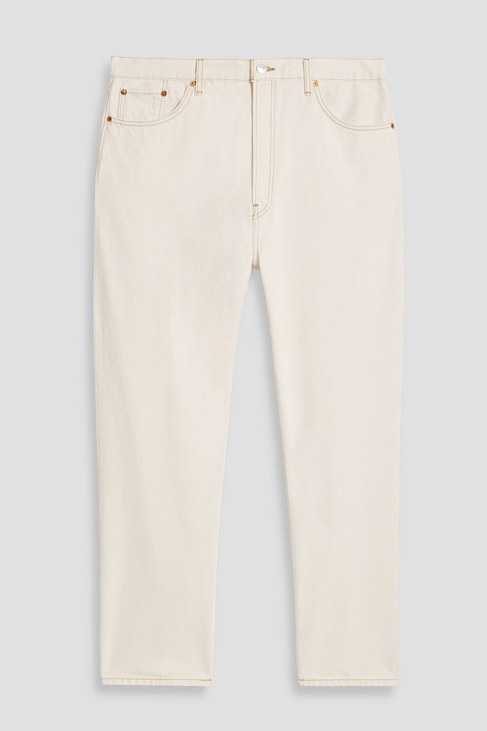 Re/done 90s Cropped High-rise Tapered Jeans In Cream