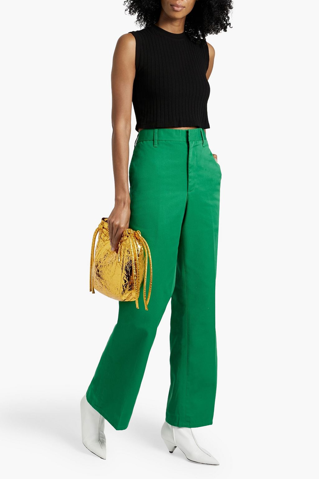 RE/DONE BY HANES Cropped ribbed hemp-blend jersey tank