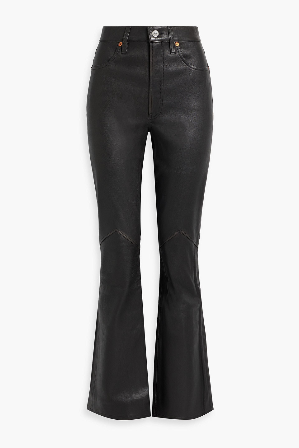 Re/done Flared Leather Pants In Black