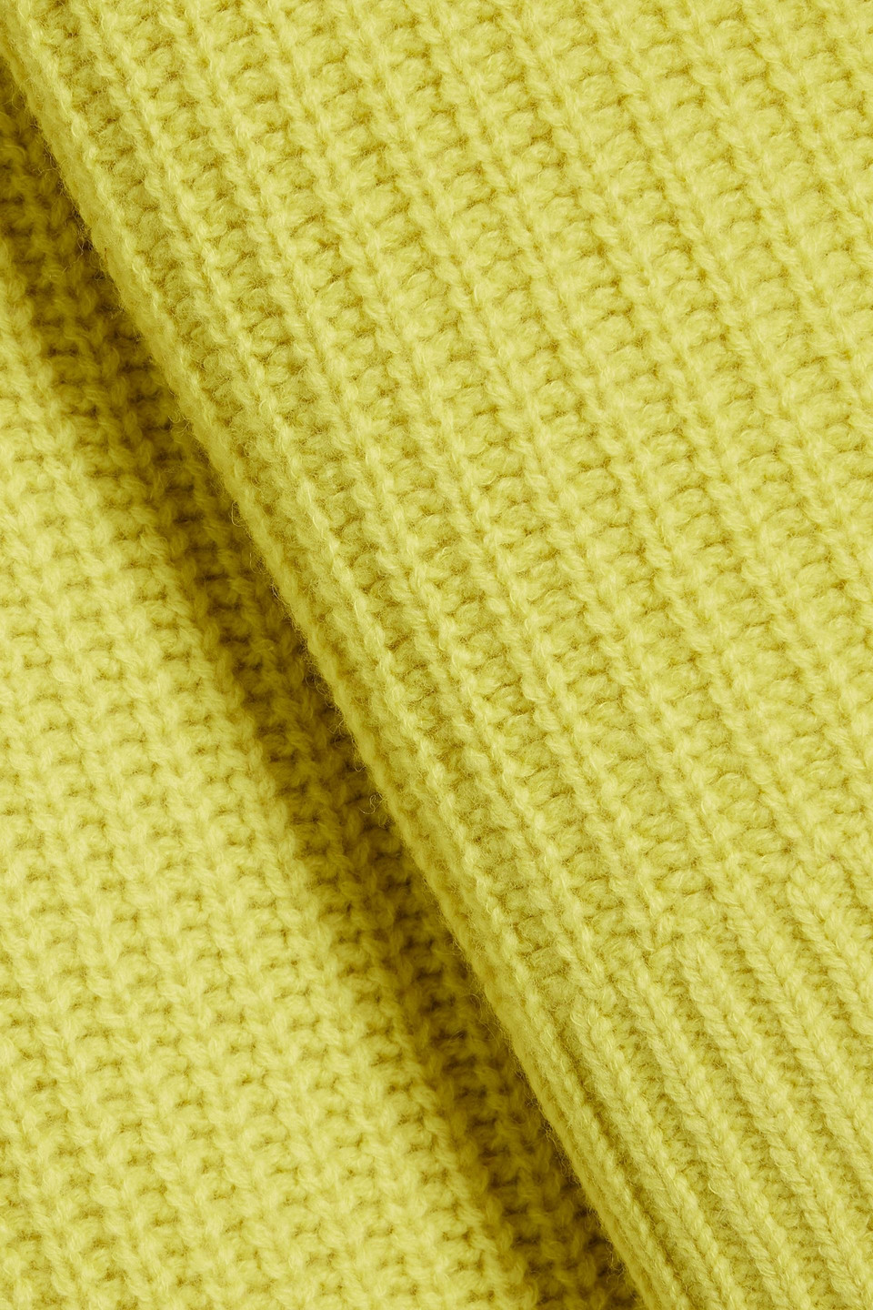 Re/done Cropped Ribbed Wool Sweater In Lime Green
