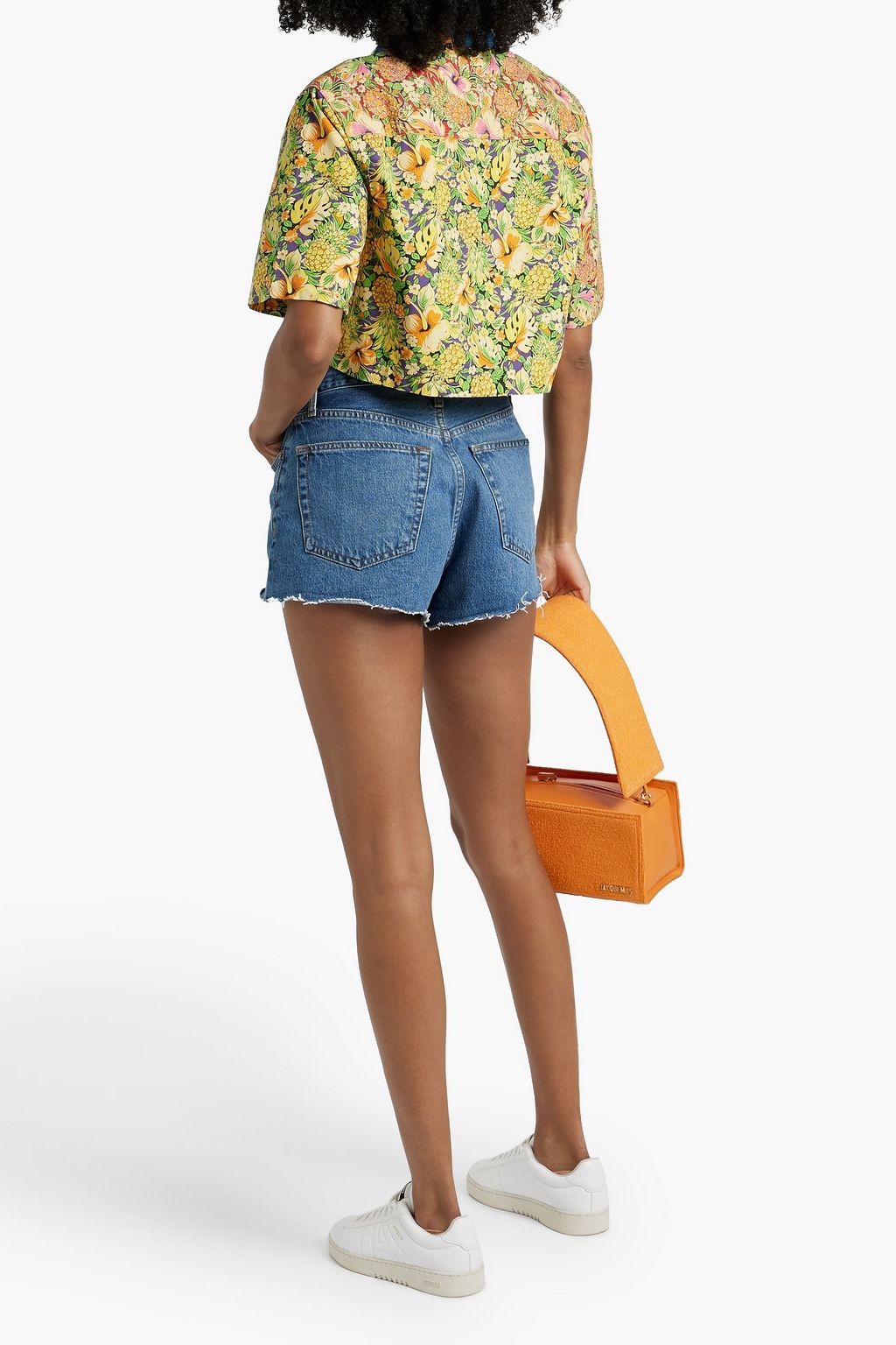 RE/DONE Cropped printed cotton shirt