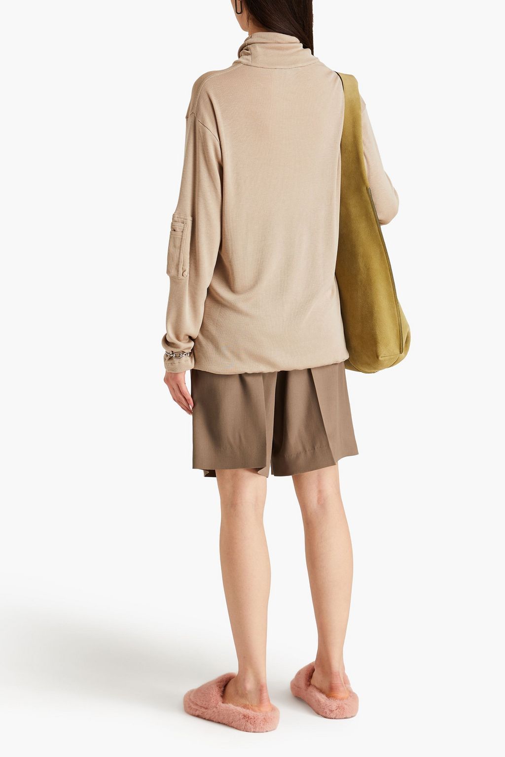 ACNE STUDIOS بلوزة من مزيج اللايوسيل بياقة عالية مضلّعة