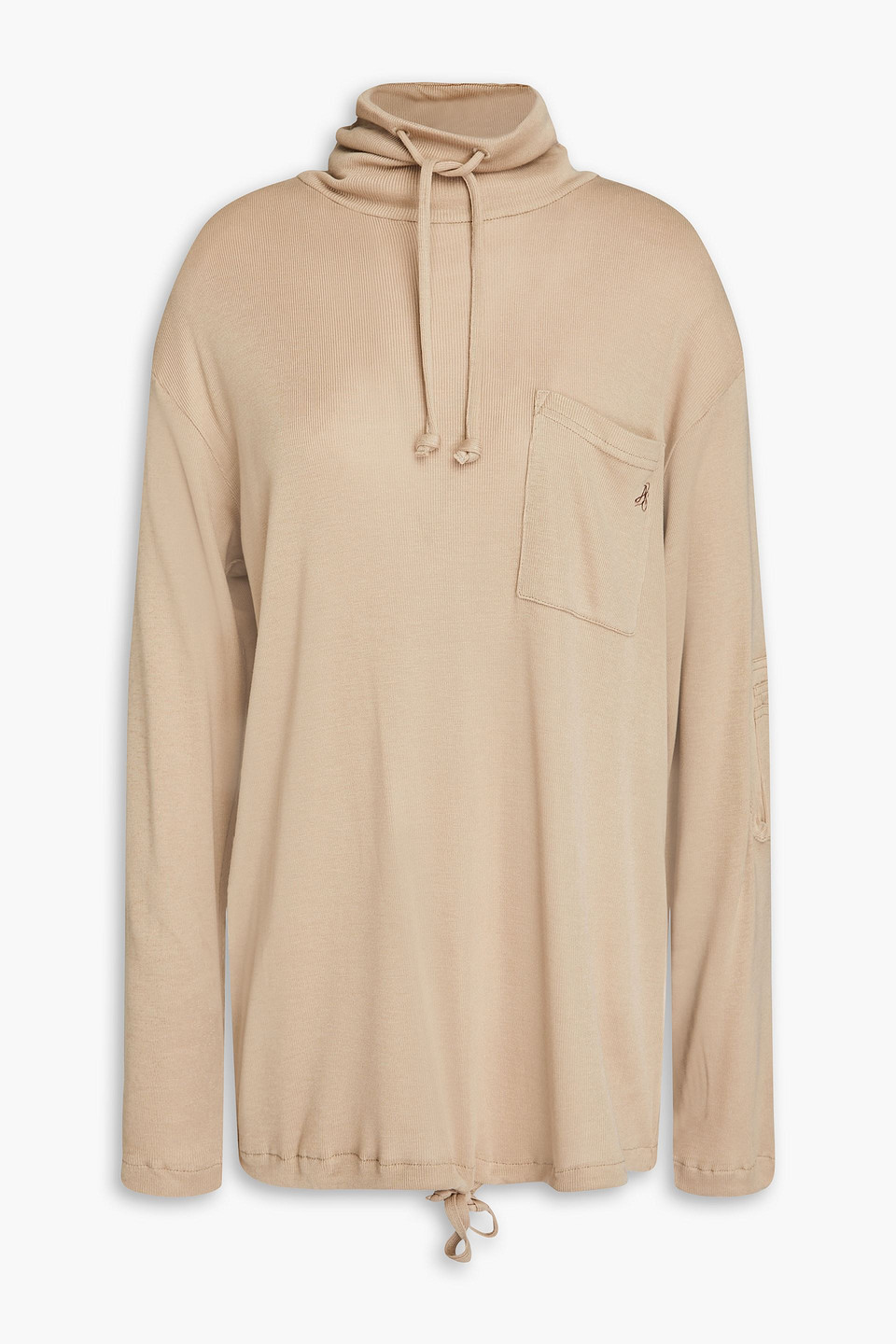 Acne Studios Ribbed Lyocell Turtleneck Top In Beige