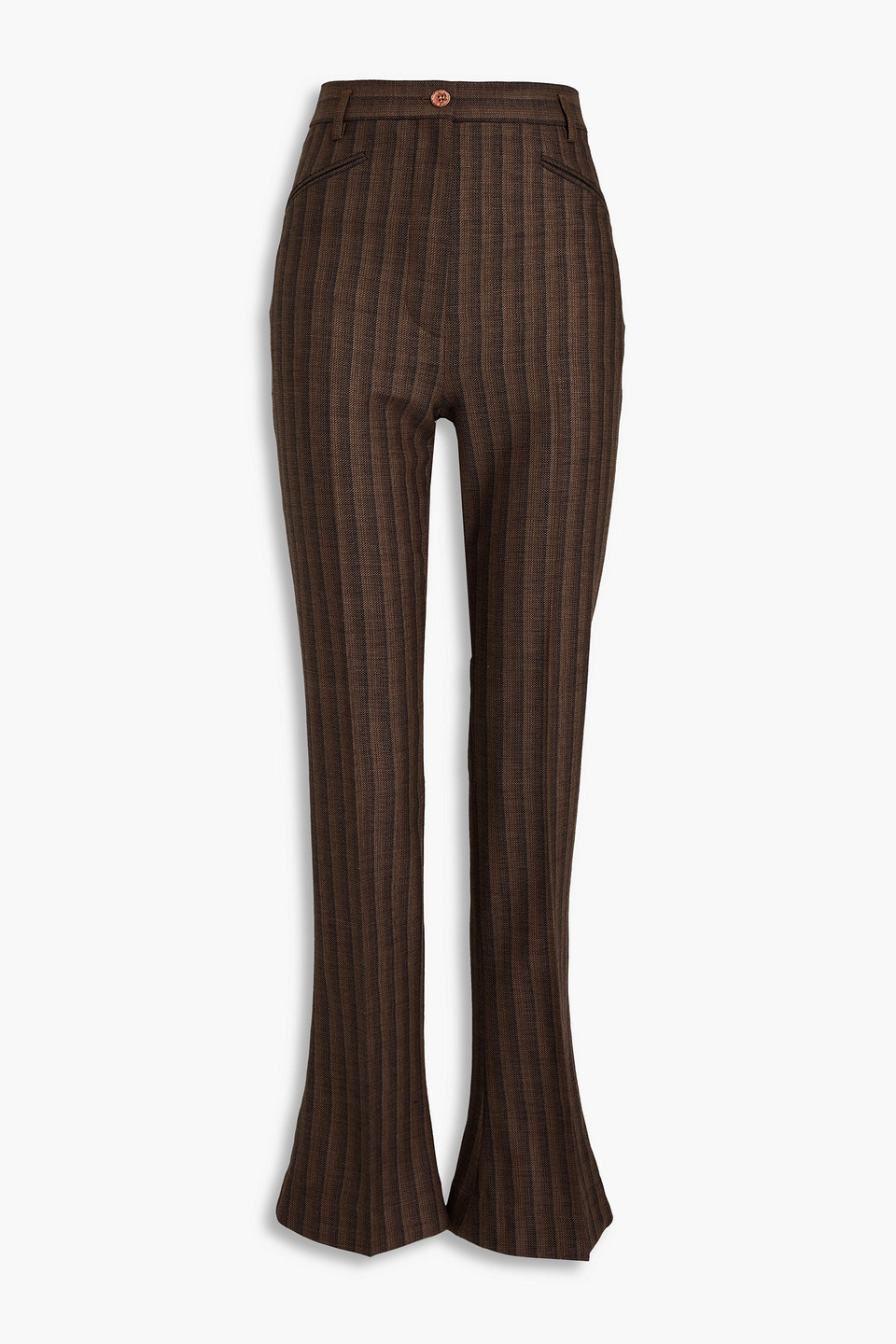 Acne Studios Striped Wool And Cotton-blend Twill Flared Trousers In Brown