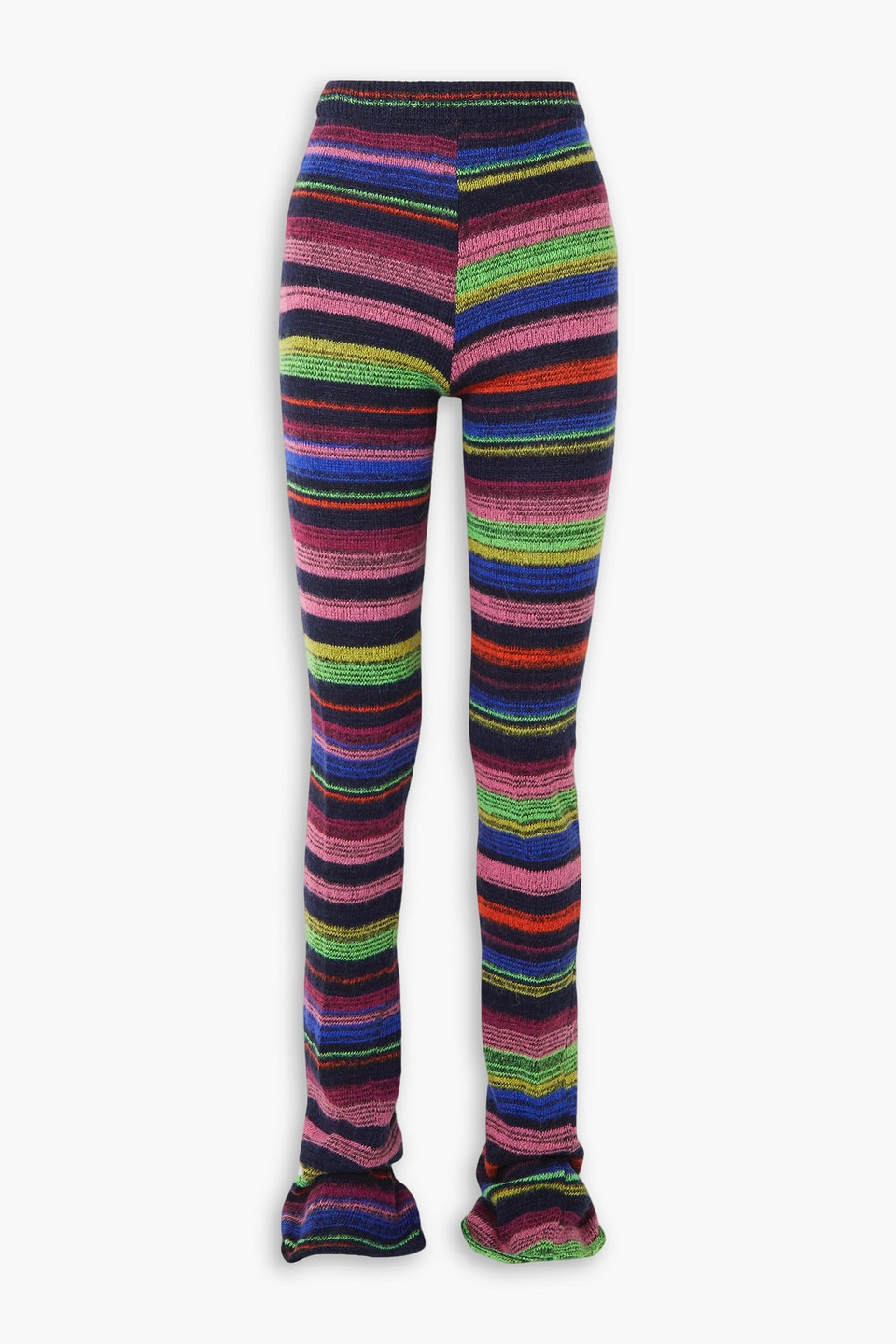 Agr Striped Cotton-blend Flared Pants In Blue