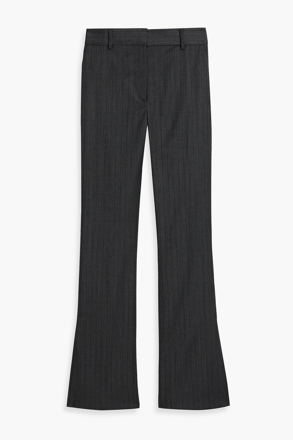 Pinstriped herringbone wool-blend tweed flared pants