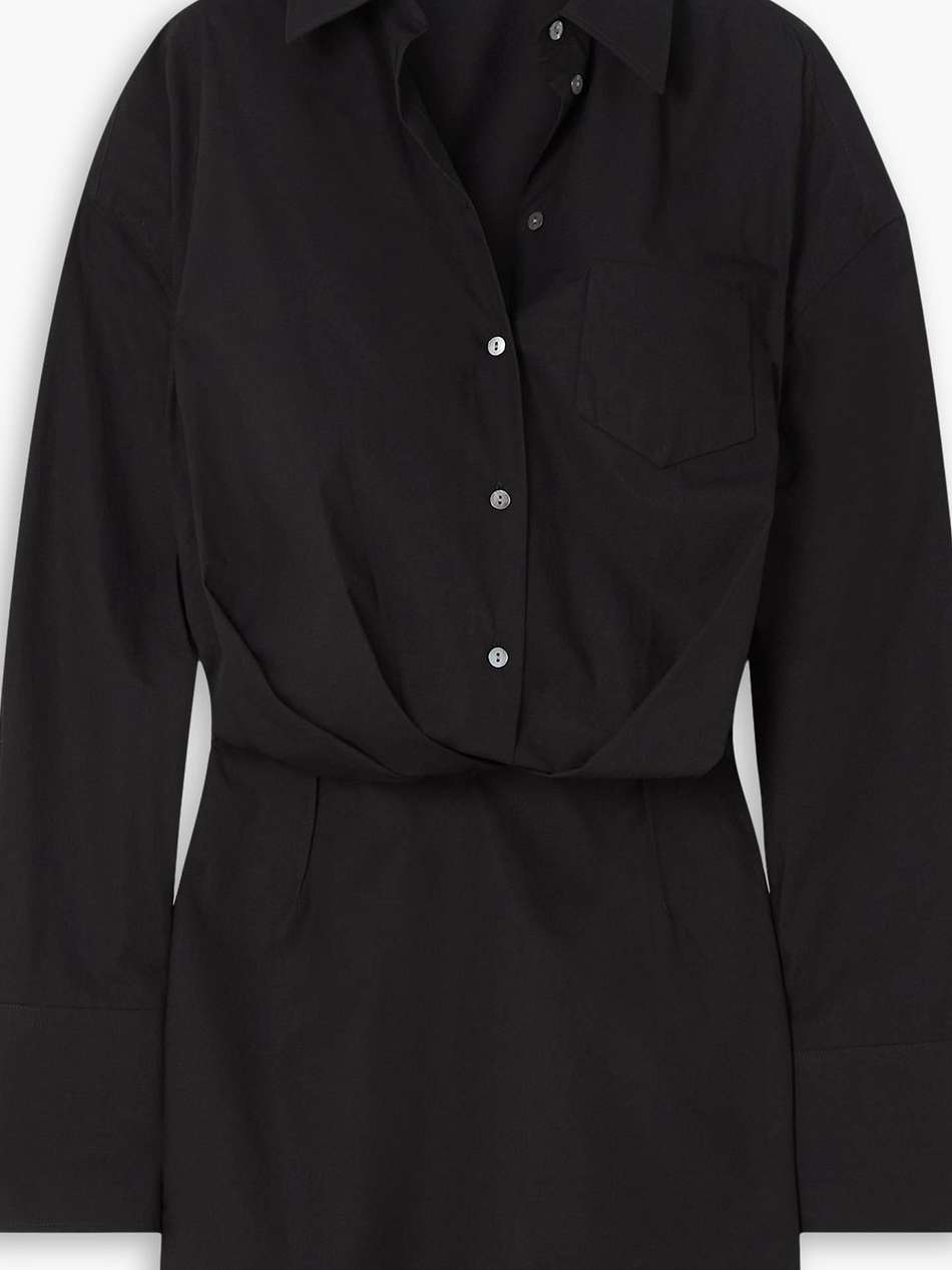 the tutto draped cotton-poplin mini shirt dress