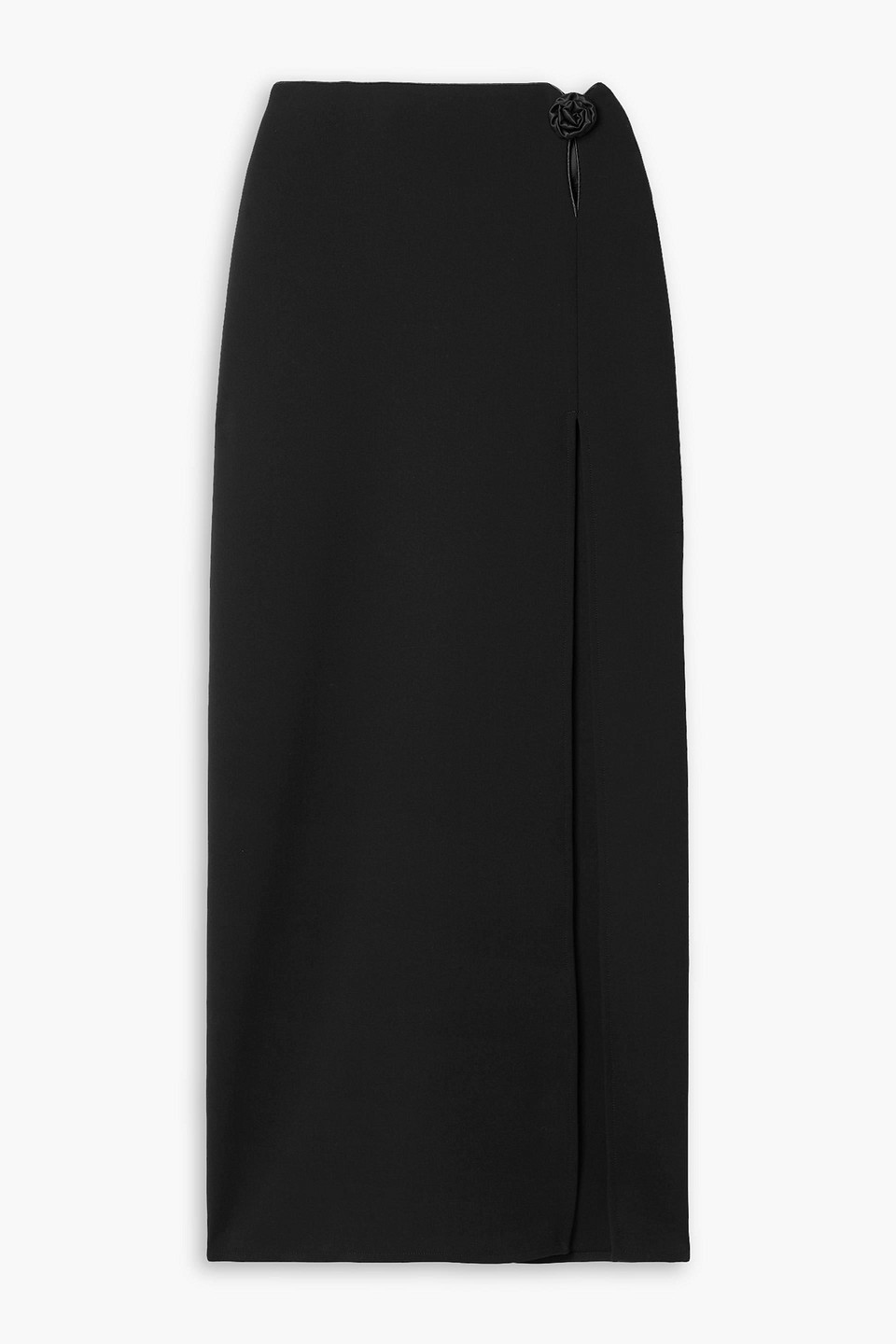 Magda Butrym Appliquéd Satin-trimmed Stretch-wool Crepe Maxi Skirt In Black