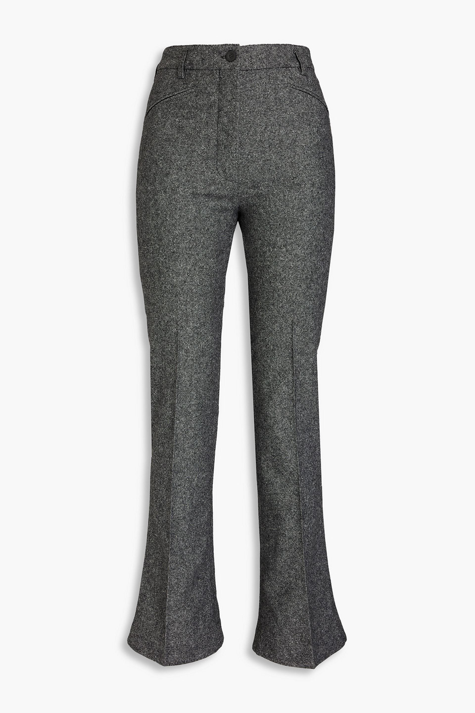 Acne Studios Tweed Flared Trousers In Green