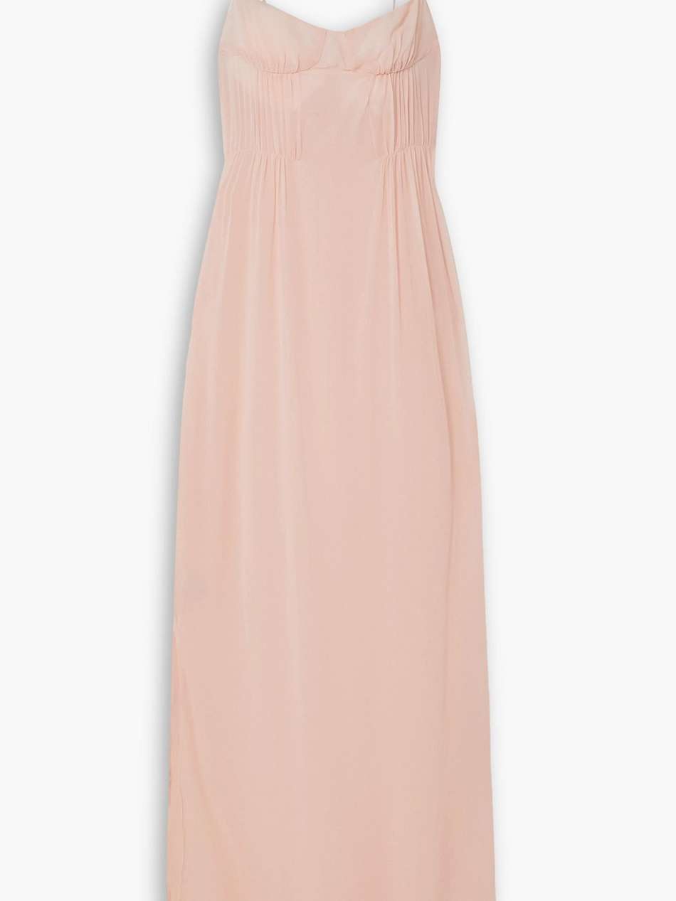 ruched silk-georgette maxi dress