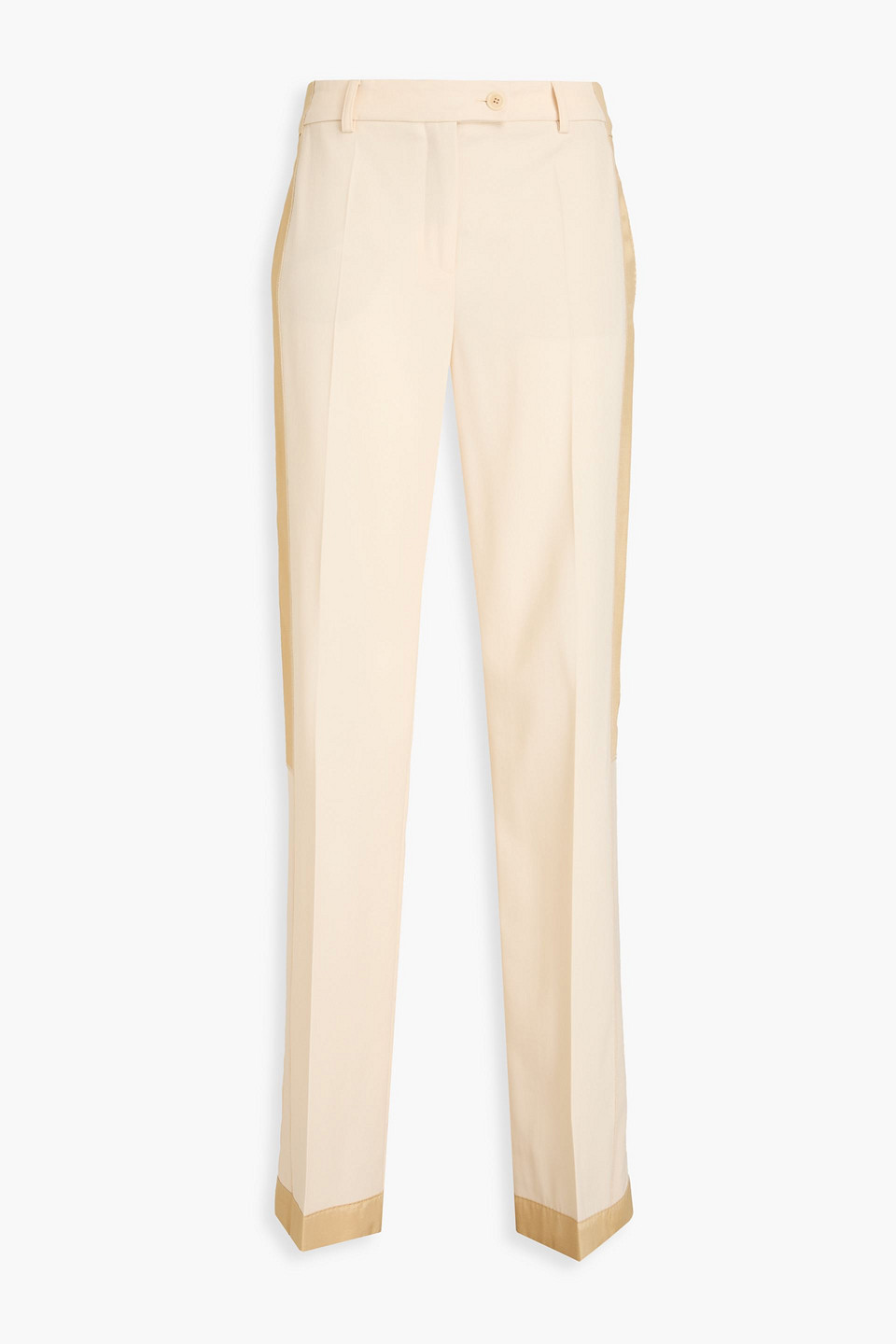 Moschino Grain De Poudre Wool Straight-leg Pants In Beige
