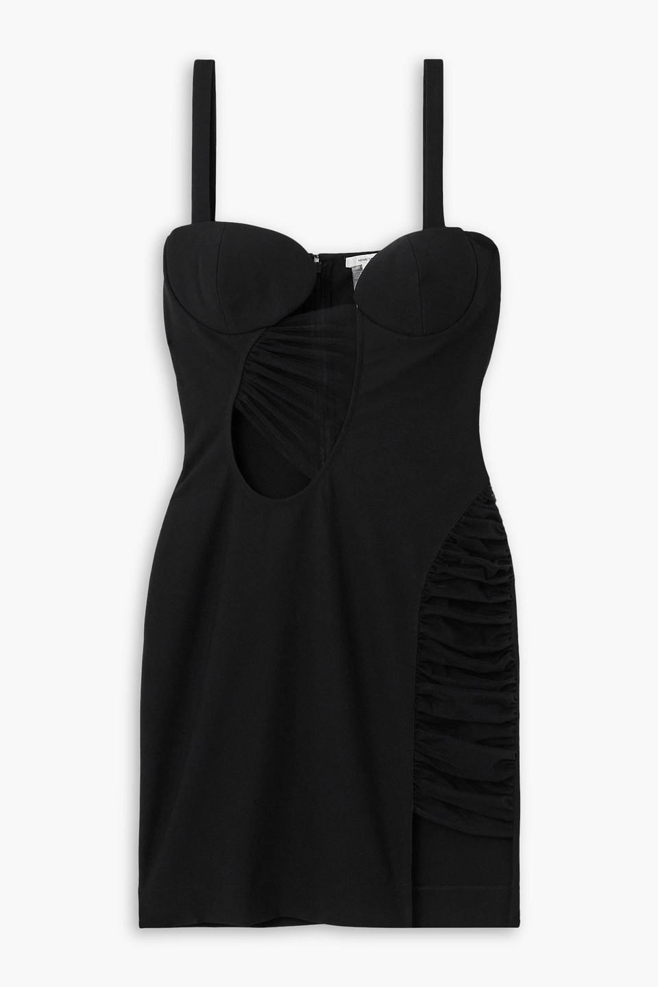 Nensi Dojaka Paneled Cutout Stretch-crepe And Tulle Mini Dress In Black