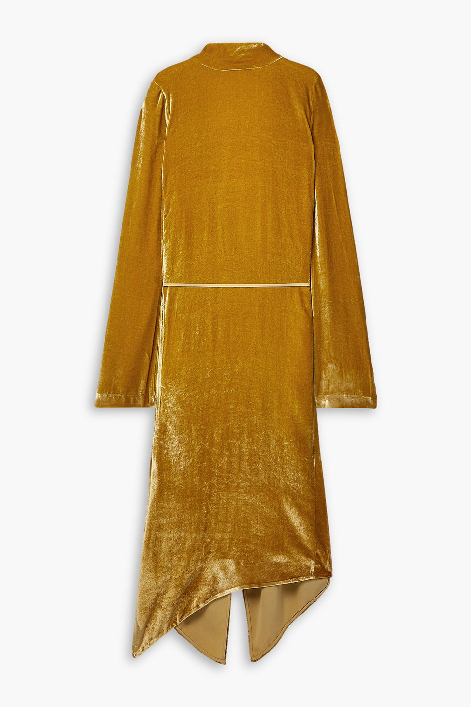 Petar Petrov Agento Open-back Velvet Midi Wrap Dress In Mustard