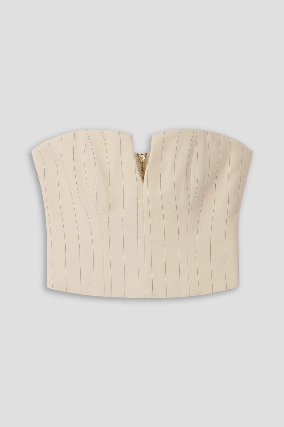 Zimmermann Luminosity Bustier Aus Einer Woll-baumwollmischung Mit Nadelstreifen Und Fischgratmuster In Creme