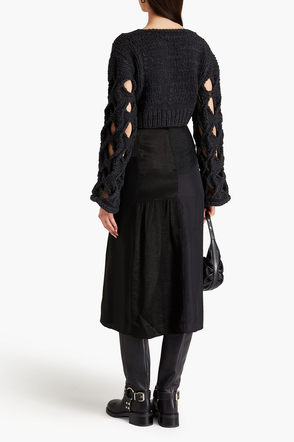  Acne Studios - Cropped Pullover Mit Zopfstrickmuster - Grau - Xxs 