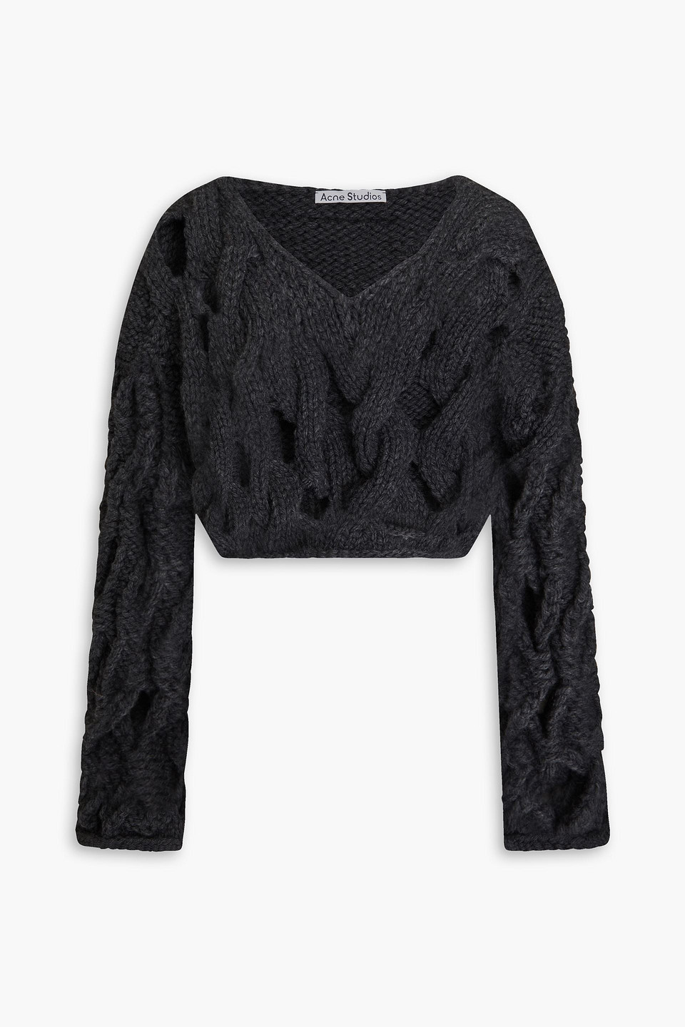 Acne Studios Cropped Cable-knit Jumper In Charcoal