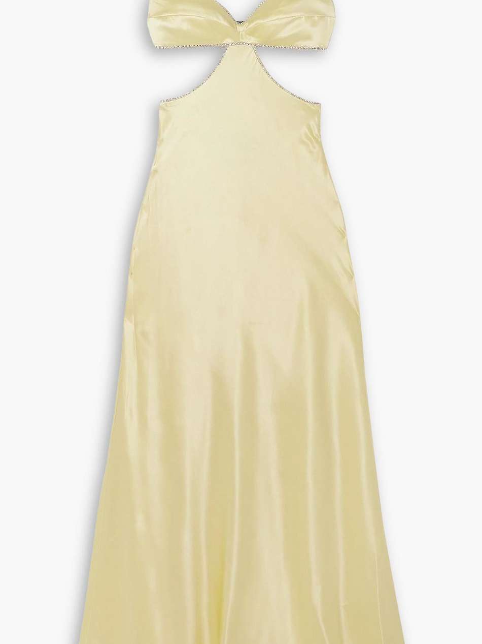 crystal-embellished cutout silk-satin maxi dress